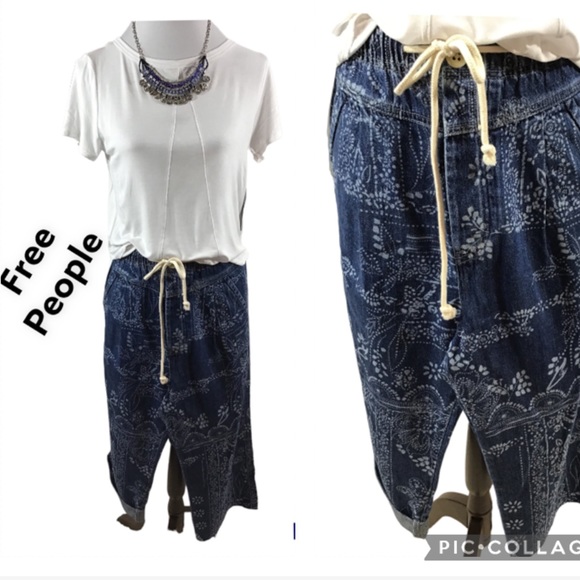 Free People Pants - Free People blue floral pattern joggers S
